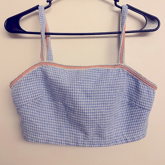 SHEIN Tweed Crop Top in Blue/Pink - Picture 3 of 10